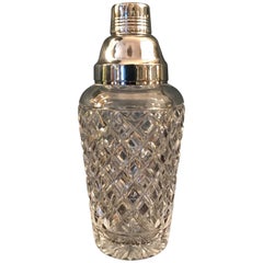 Val St Lambert  Rhodium Plated and Crystal Glass Cocktail Shaker