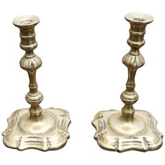 18th Century Pair of English Brass Candlesticks