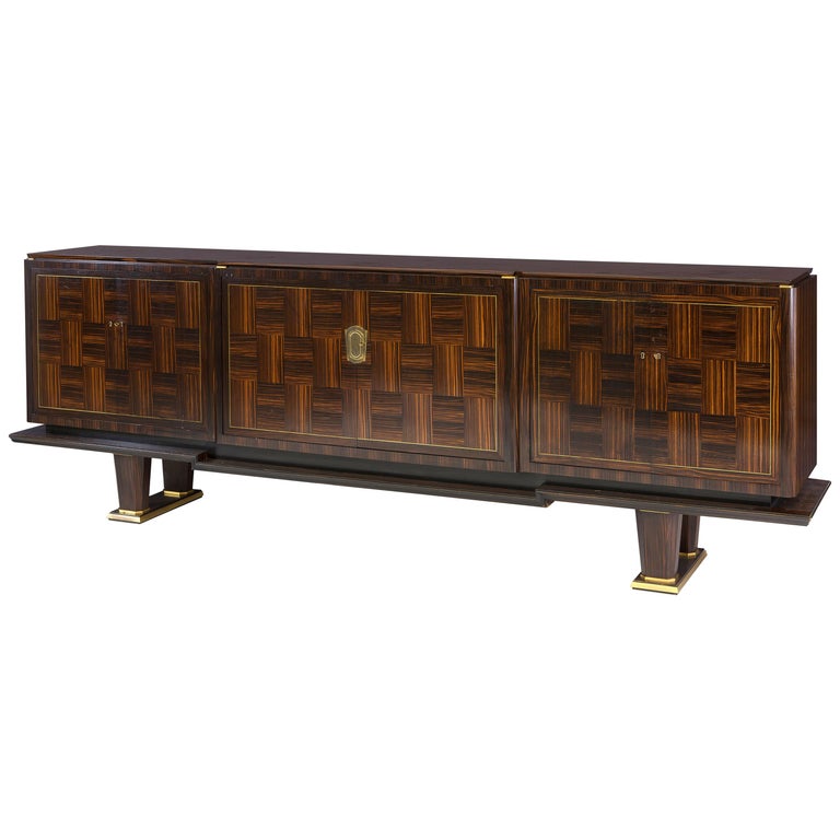 Fine French Art Deco Macassar Ebony Sideboard by Dominique For Sale
