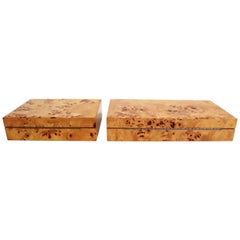 Tommaso Barbi Vintage Burl Wood Decorative Boxes, Italy 1970s, Set of Two