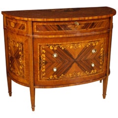 Commode italienne Demilune en bois marqueté du 20e siècle, 1970