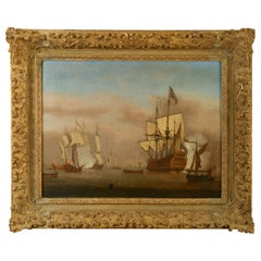 huile de marine du 17ème siècle:: Atelier de Willem van de Velde le Jeune II