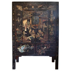 18th Century Black Lacquer Chinese Cabinet