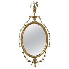 Late 18th Century George III Adam Period Oval Giltwood Mirror