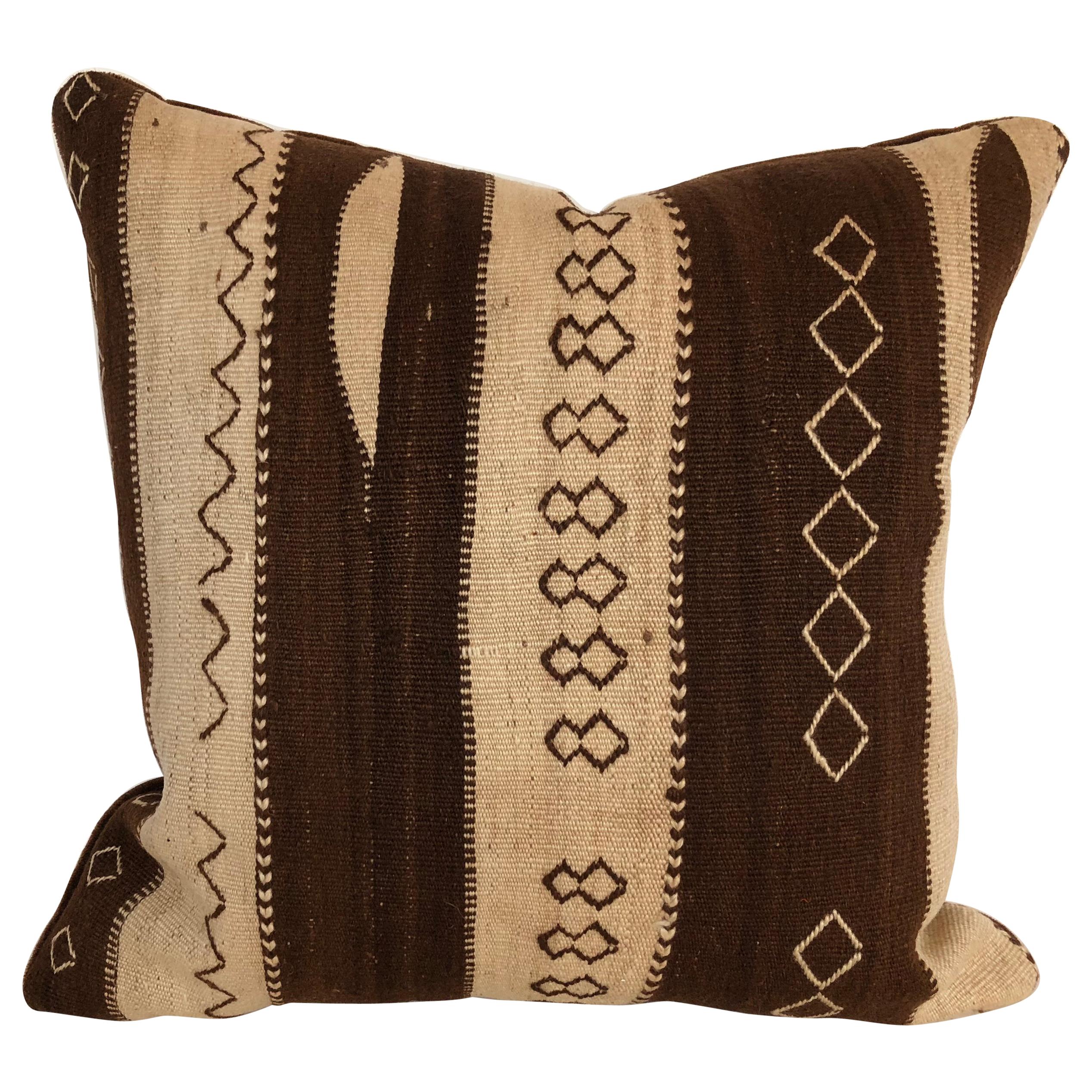 Custom Pillow by Maison Suzanne Cut from a Vintage Wool Moroccan Ourika Rug For Sale