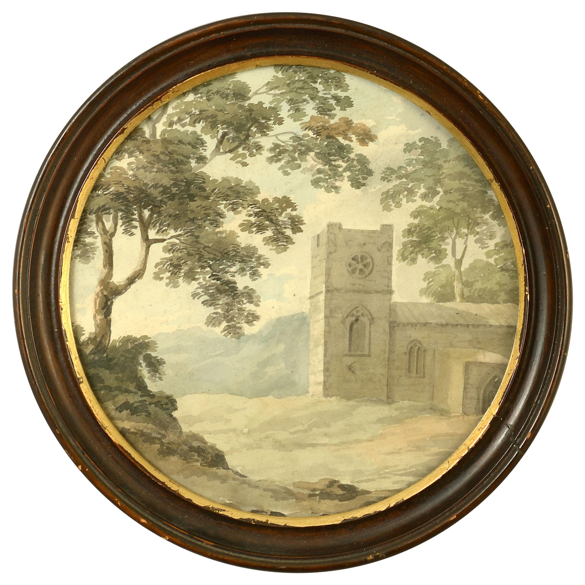 Late 18th Century Watercolor of a Church