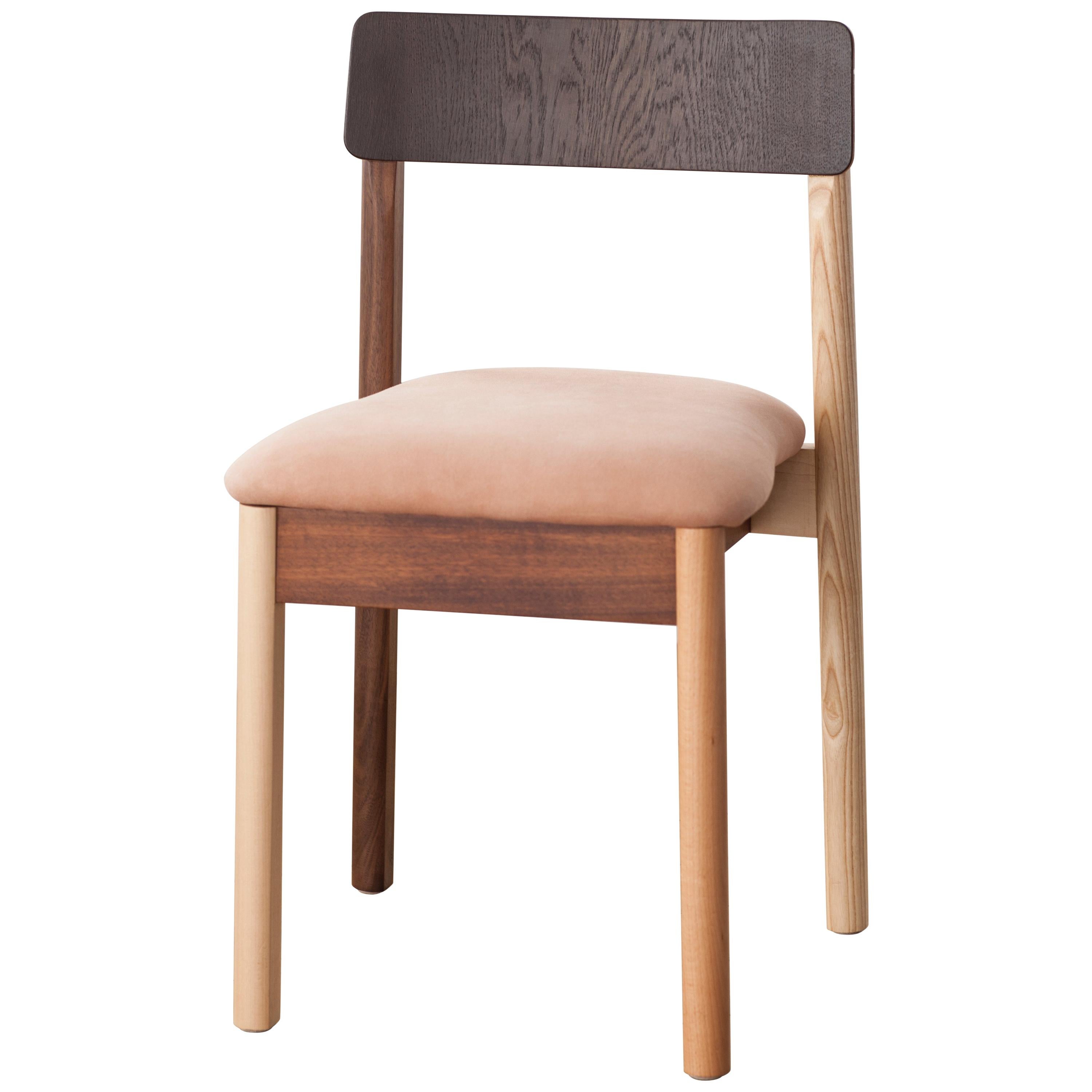 Dining Chair, Upholstered in Suede, Mixed Woods, Designed by Max Frommeld For Sale