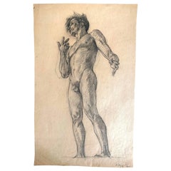 "Standing Male Nude, " Dramatic Study for Clark Library, UCLA, 1925