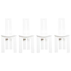 Postmoderne Pietro Costantini Esszimmerstühle aus weißem Leder