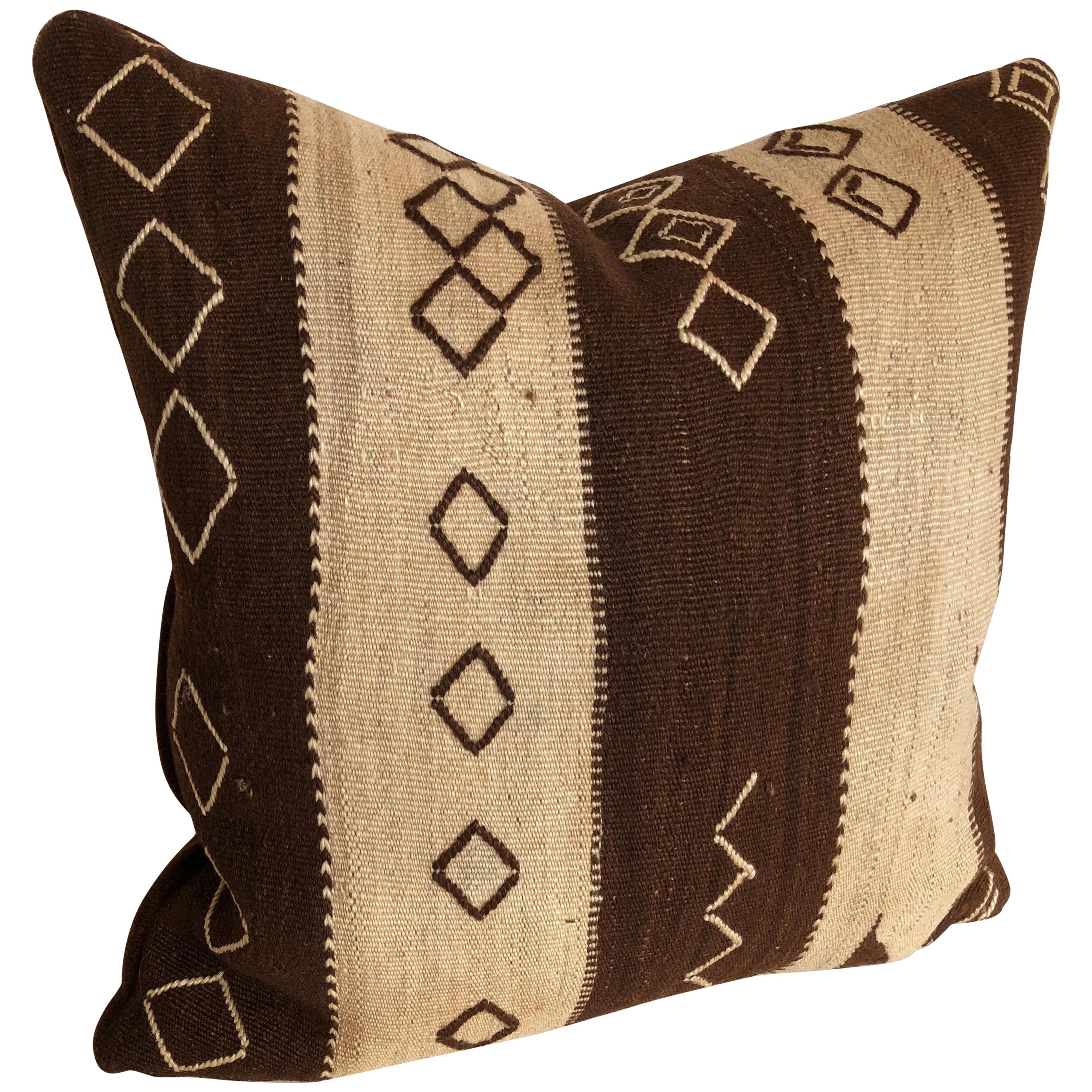 Custom Pillow by Maison Suzanne Cut from a Vintage Wool Moroccan Ourika Rug  For Sale