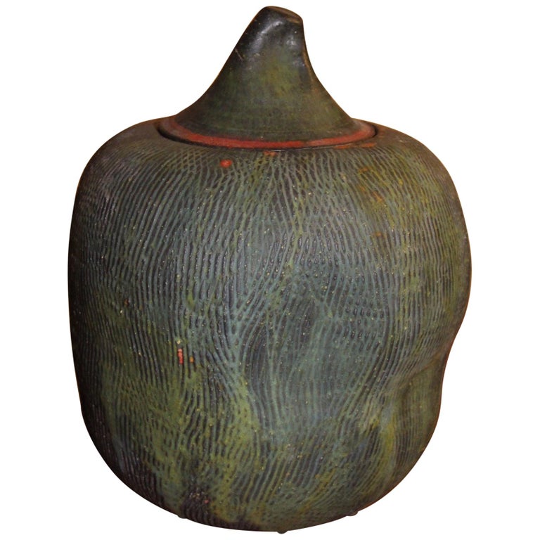 John Tuska Lidded Stoneware Vessel For Sale