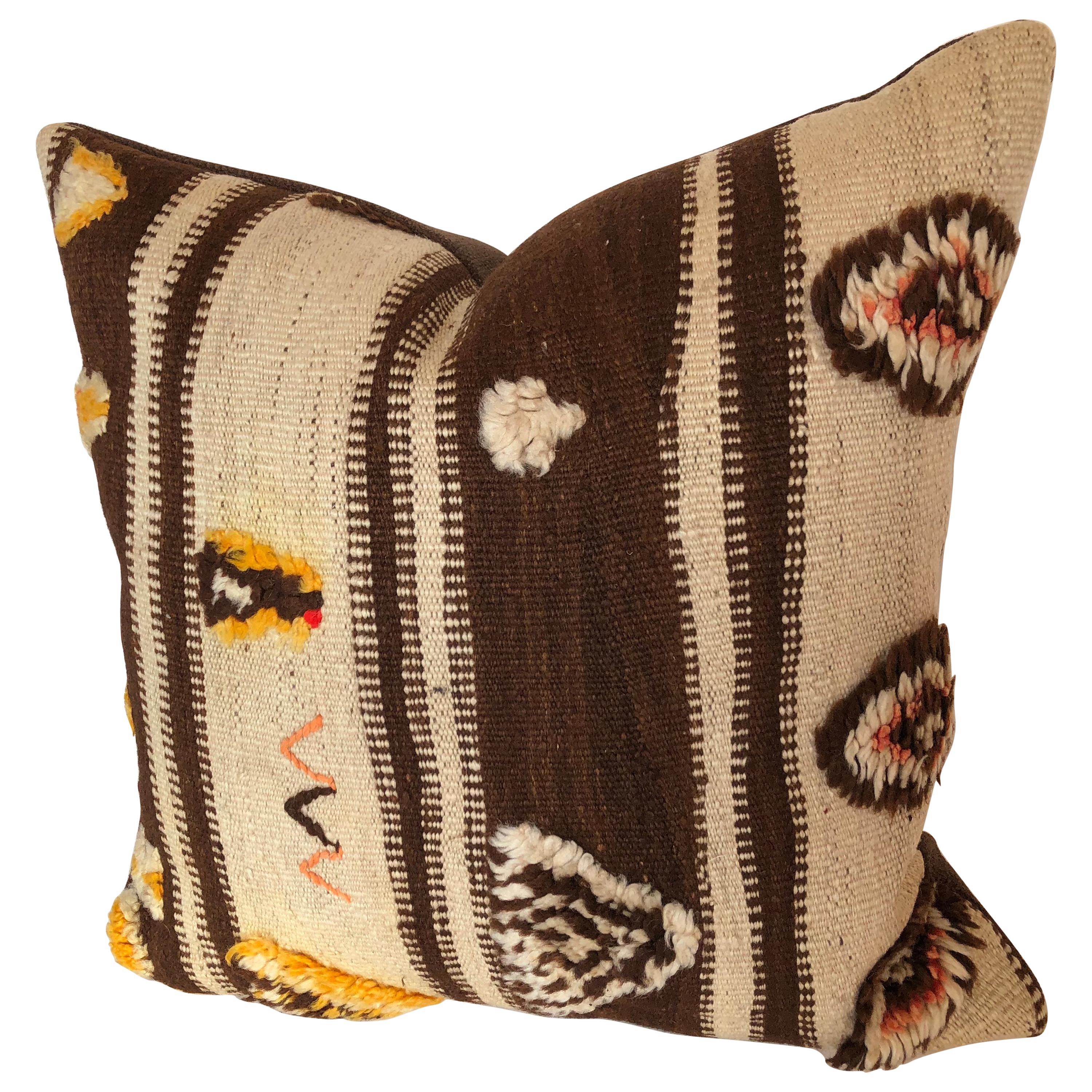 Custom Pillow by Maison Suzanne, Cut from a Vintage Wool Moroccan Berber Rug