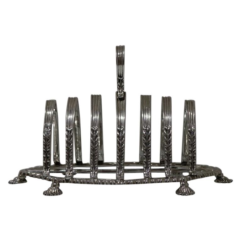 Mid-20th Century Sterling Silver Toast Rack, Birmingham, 1951 E Hill For Sale