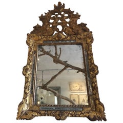 Gilded Antique Rococo Mirror with Detachable Figure