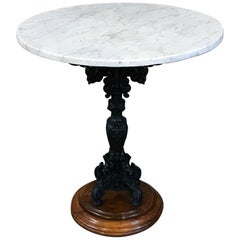 Antique 19th Century Cast Iron Marble Top French Café Table