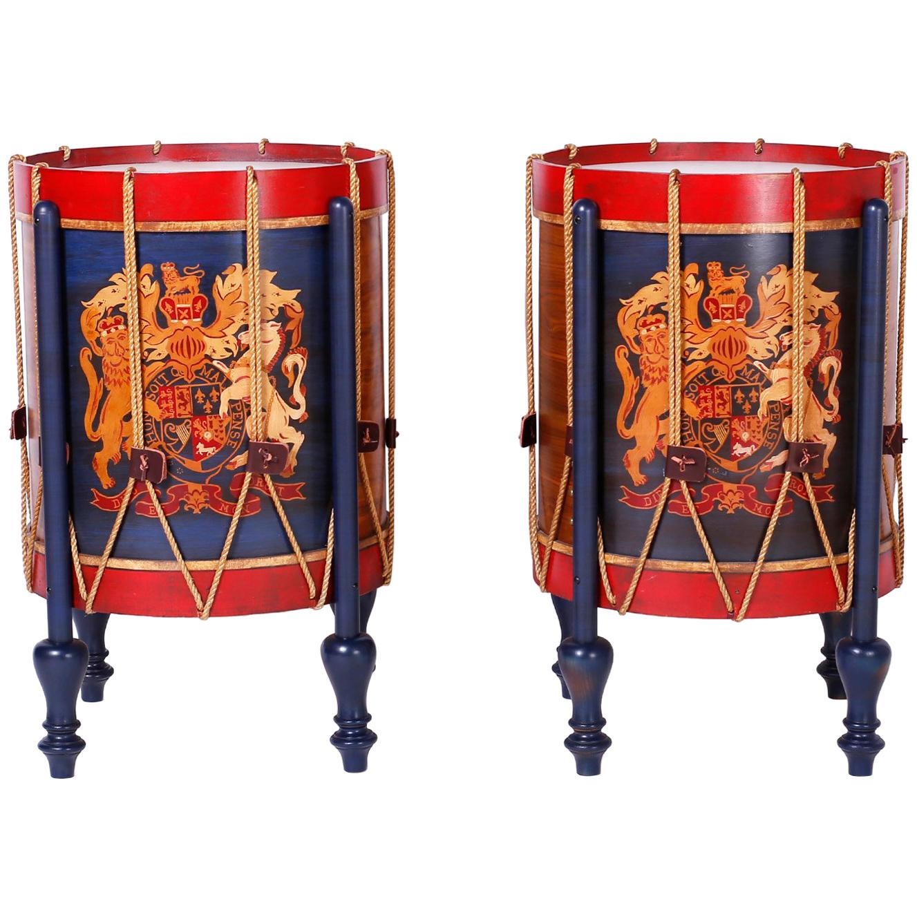 Pair of Faux Drum Tables For Sale