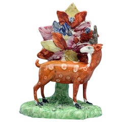 Antique Staffordshire Pottery Pearlware Figure of a Standing Stag, circa 1820
