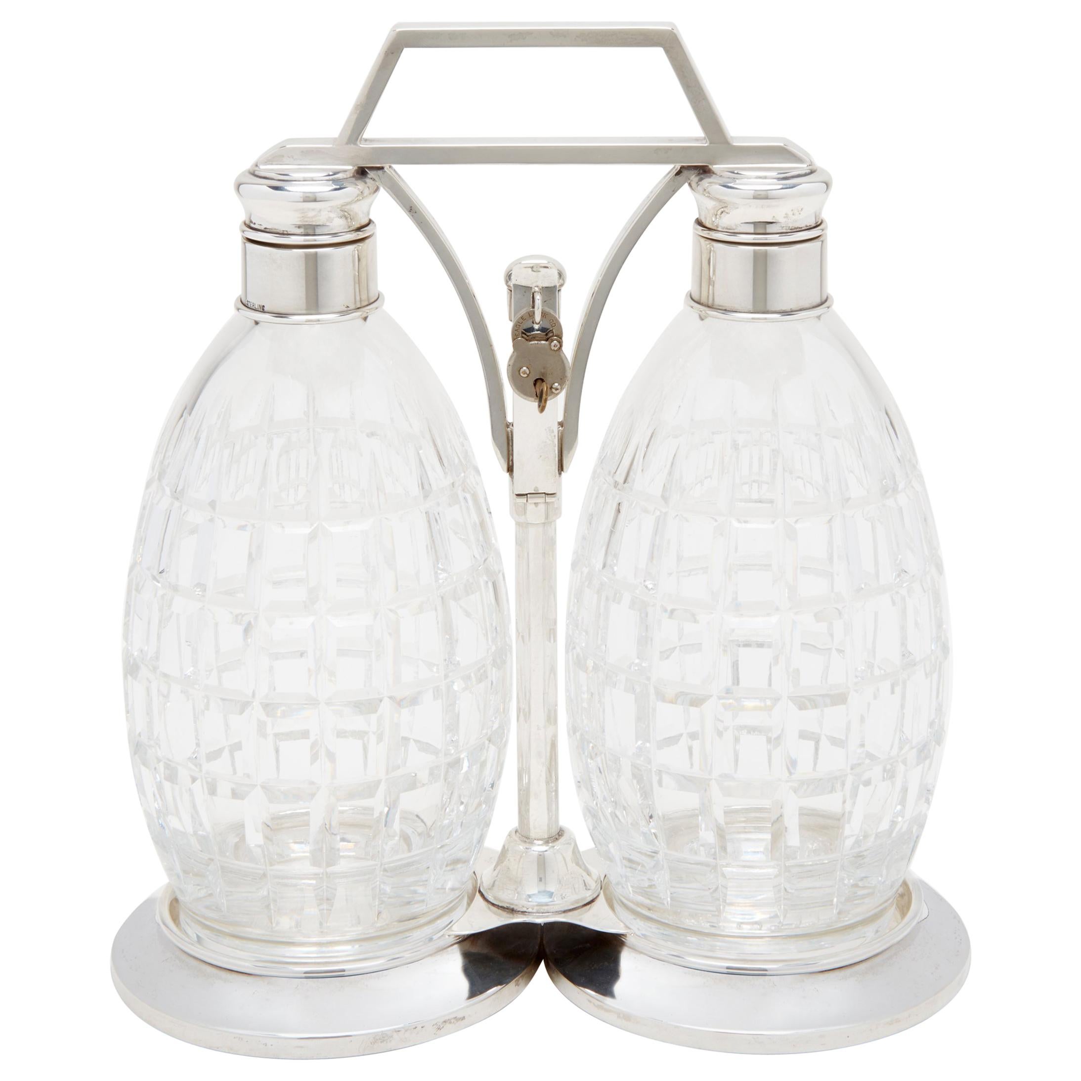 Sterling Locking Decanter Set For Sale