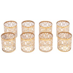 Vintage Imperial Glass Co. Shoji Rocks Glasses 22-Karat Gold 1960s, Set of 8