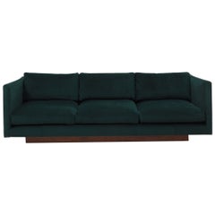 Vintage Three-Seat Green Velvet Tuxedo Sofa by Milo Baughman for Thayer Coggin, 1967