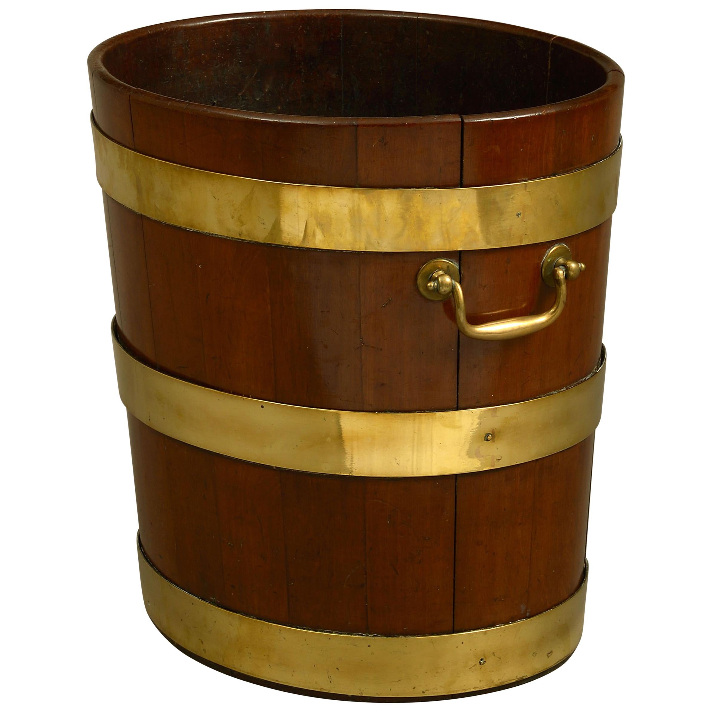 George III Period Mahogany and Brass Peat Bucket