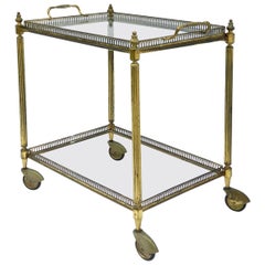 Used Bar Cart Drinks Cocktail Trolley Tray Top Midcentury Distressed Gilt Metal