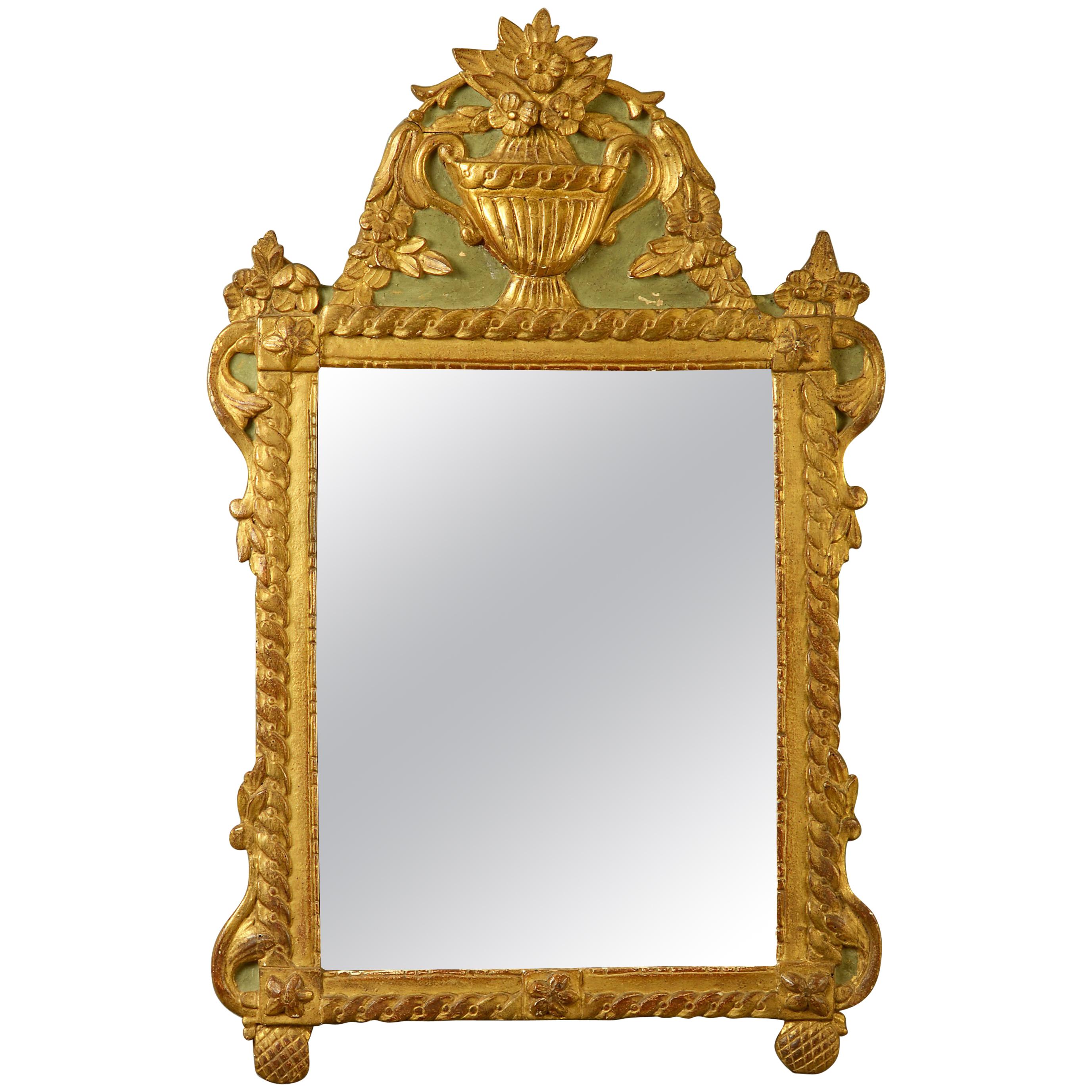 Early 20th Century Painted Parcel Gilded Mirror in Louis XVI Manner