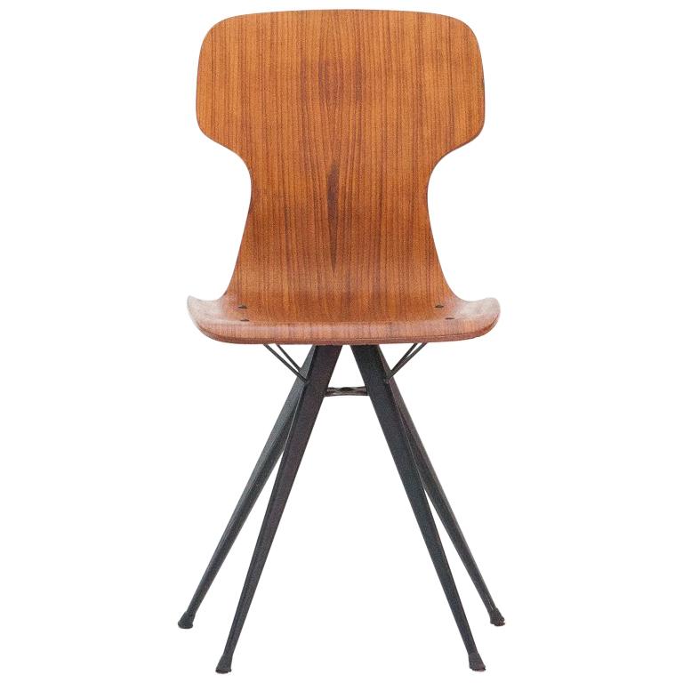Italian Iron and Teak Chair, 1950s