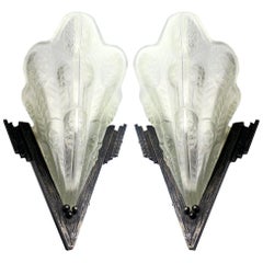 1930s French Art Deco Matching Pair of Wall Lights Sconces