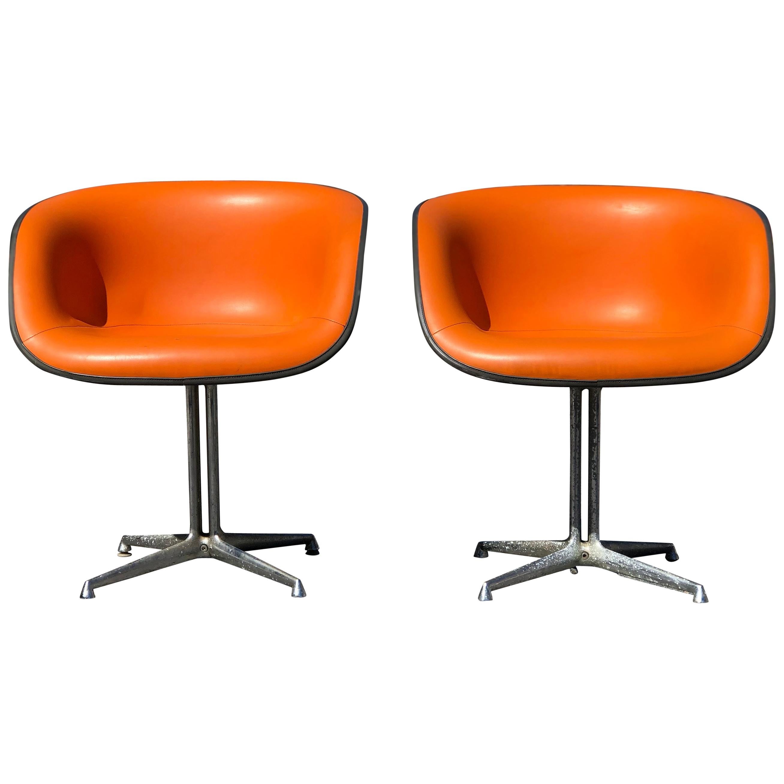 Pair of Tangerine Orange Eames La Fonda Chairs