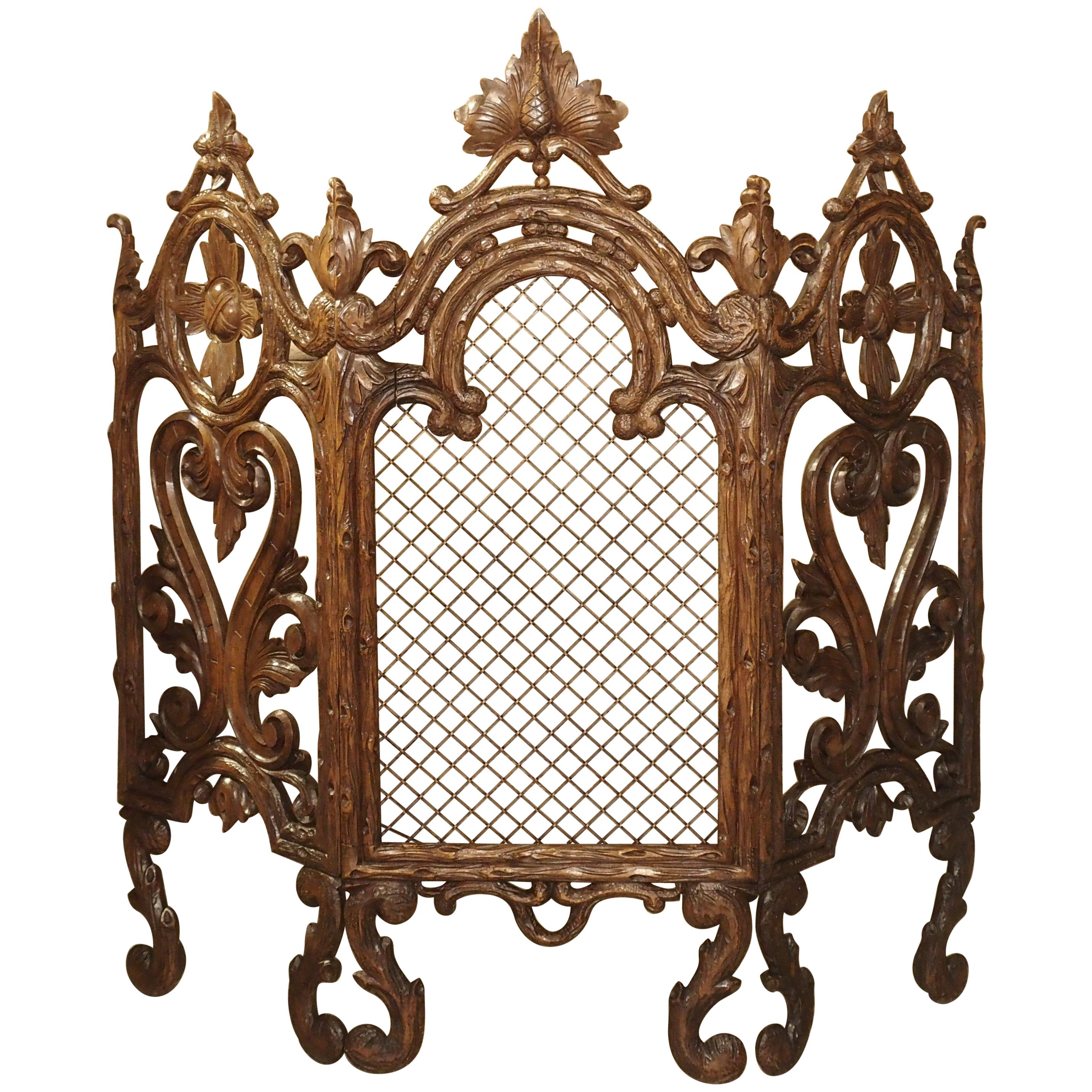 Antique Black Forest Firescreen from France, circa 1900