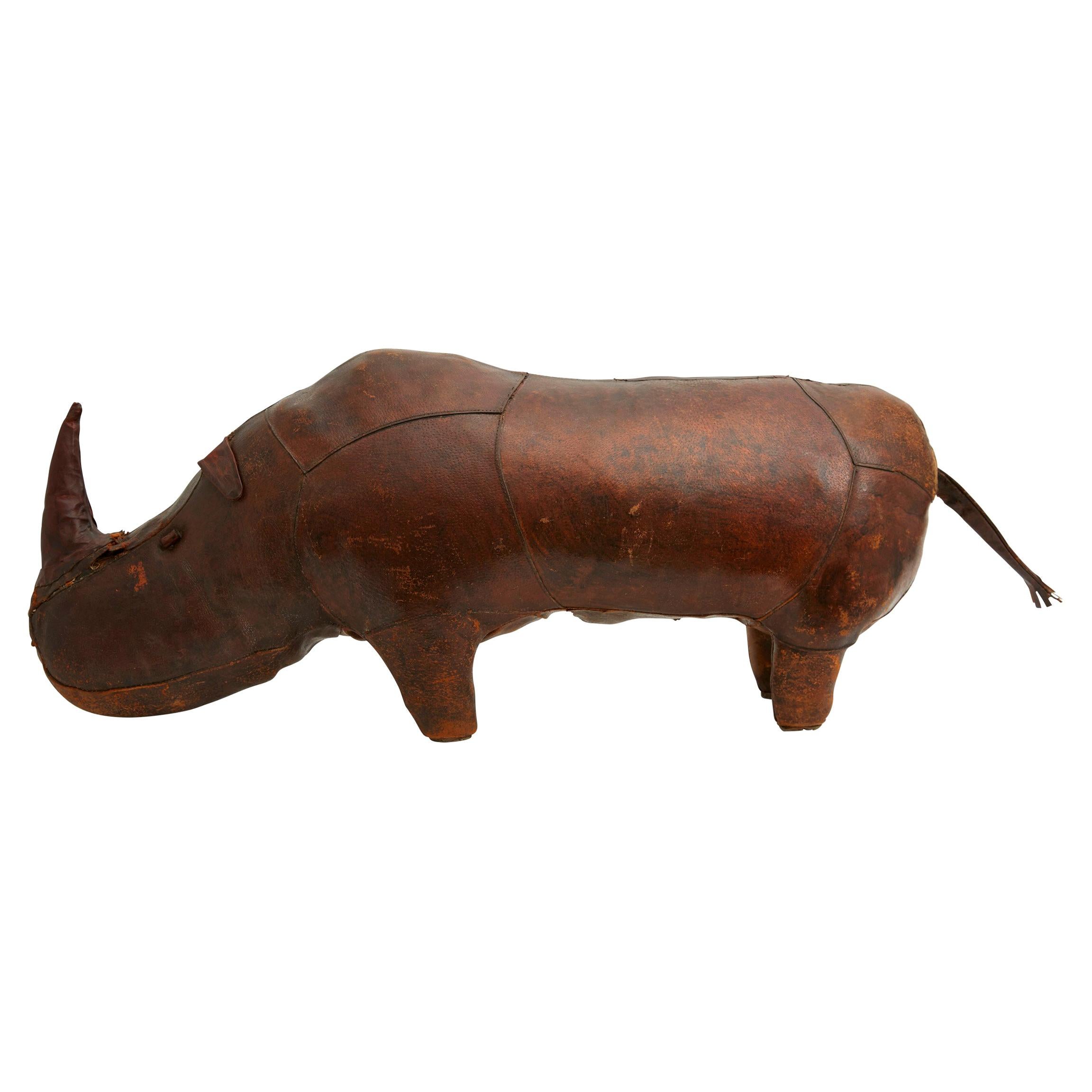 Abercrombie & Fitch Leather Rhino Footstool Designed by Dimitri Omersa