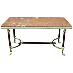 Maison Jansen Midcentury Brass and Marble Coffee Table