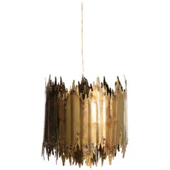 Tom Greene Brutalist Torch Cut Barrel Chandelier