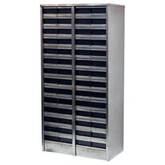 Industrial Burnished Steel Cabinet of Drawers from England
