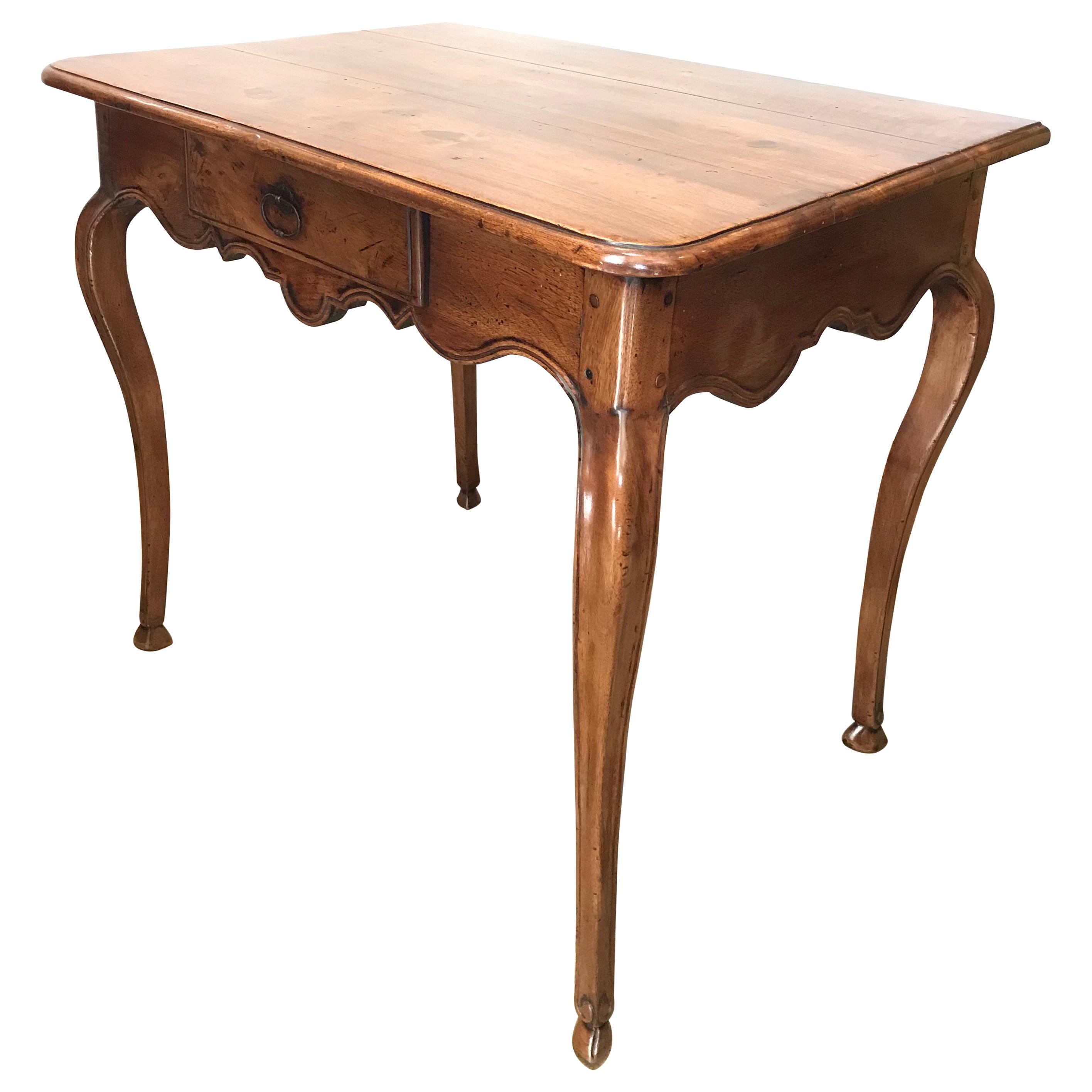 18th Century Provencal Hand Carved Walnut Wood Antique Writing Desk Side Table For Sale