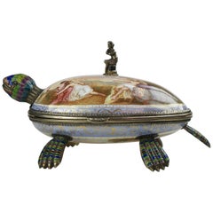 Antique Fine Viennese Silver Gilt and Enamel Tortoise Turtle Box, by Hermann Bohm