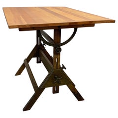 Retro Industrial Oak and Douglas Fir Drafting Table