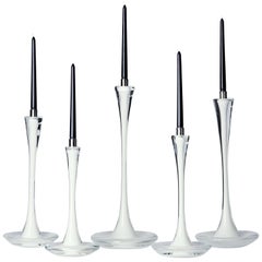 Moshe Bursuker Set of 5 White Glass Candleholders, 2019