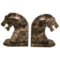 Pair of Marble Tiger Bookends