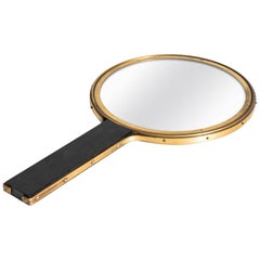 Vintage Hand Mirror in Brass in the Manner of Ivar Ålenius Björk