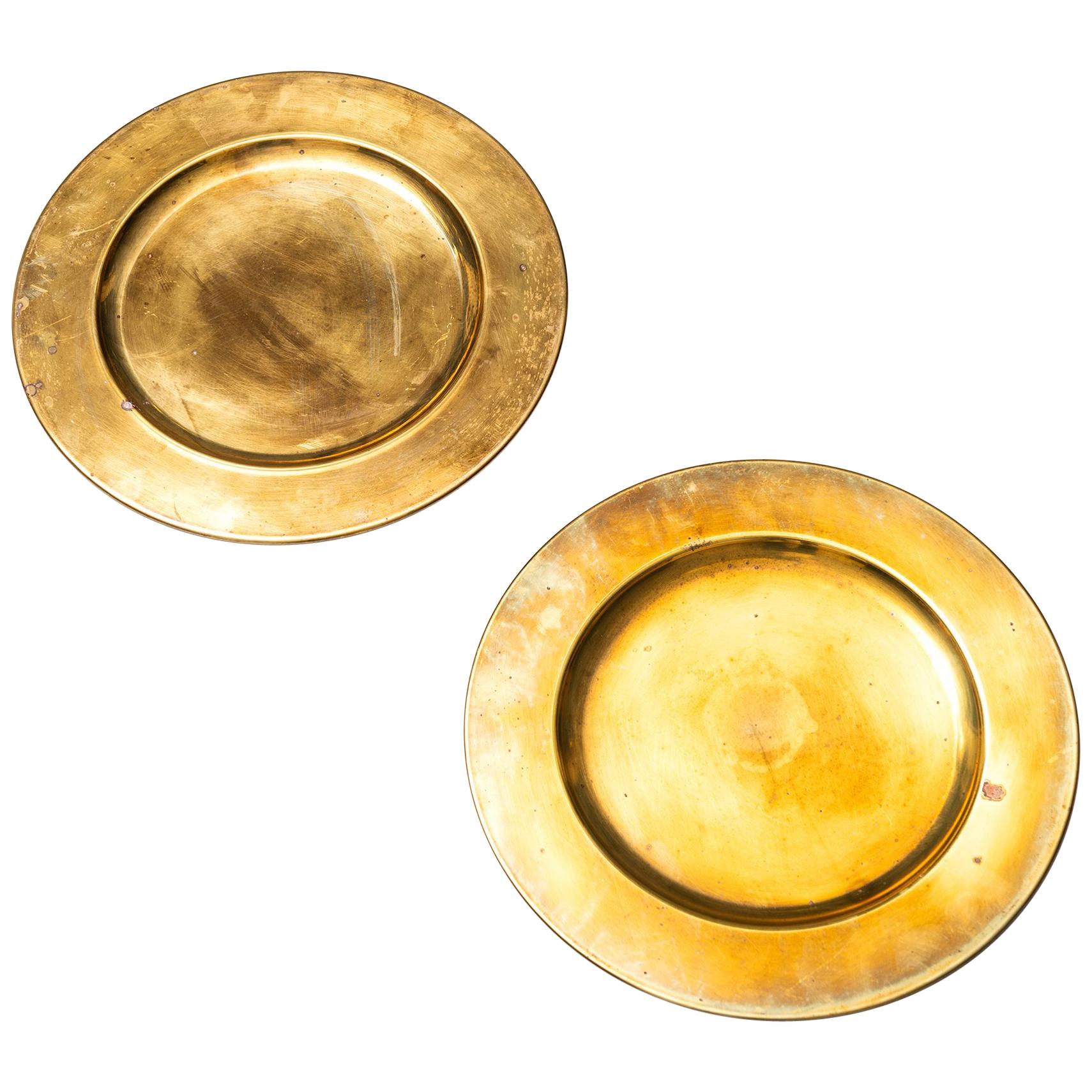 Coaster Dining Plates in Brass Produced by Stelton in Denmark For Sale