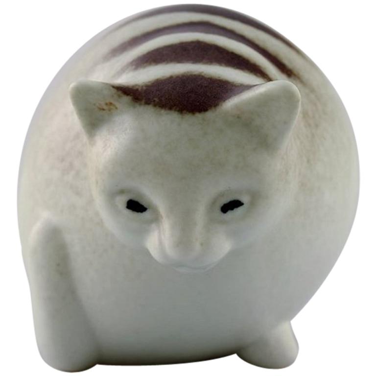 Gösta Grähs for Rörstrand, Rare Cat in Ceramics