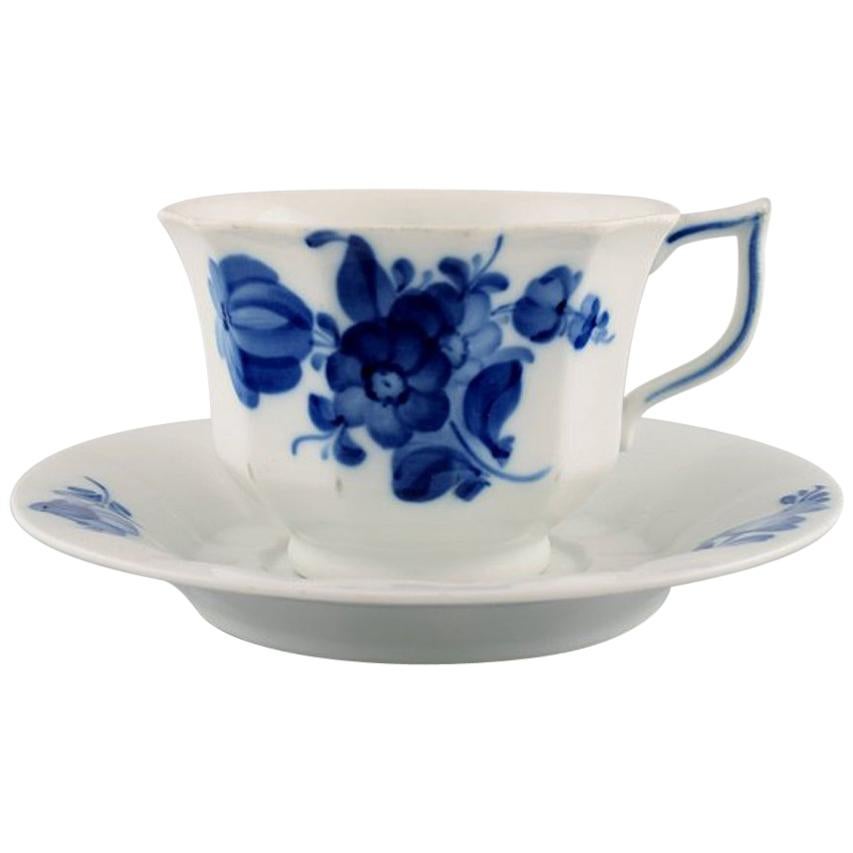 Royal Copenhagen Blue Flower Angular Large Tea Cup with Saucer, 2 Sets