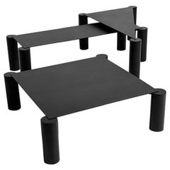 Max Enrich "Thin"Side or Coffee Tables Powder Black Coated Metal Contemporary