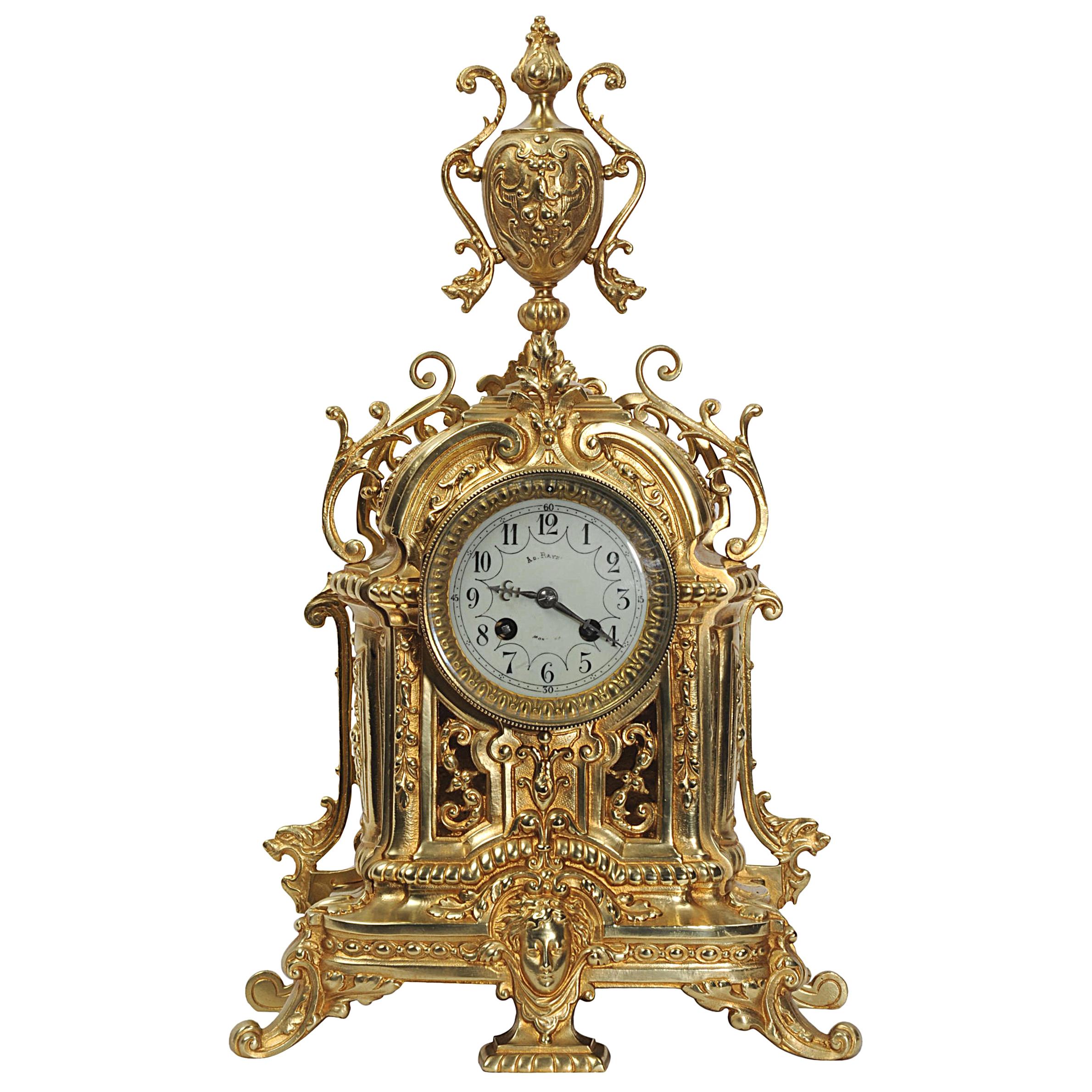 Antique French Gilt Bronze Clock by Japy Freres