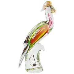 Vintage Italian Handmade Crystal Figure Parrot by Marcolin