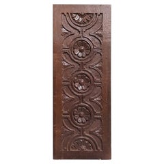 19th Century Antique Hand Carved Oak Panel
