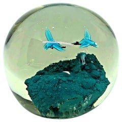 Beautiful Birds Murano Glass Paperweight Mid-Century Modern, Italy