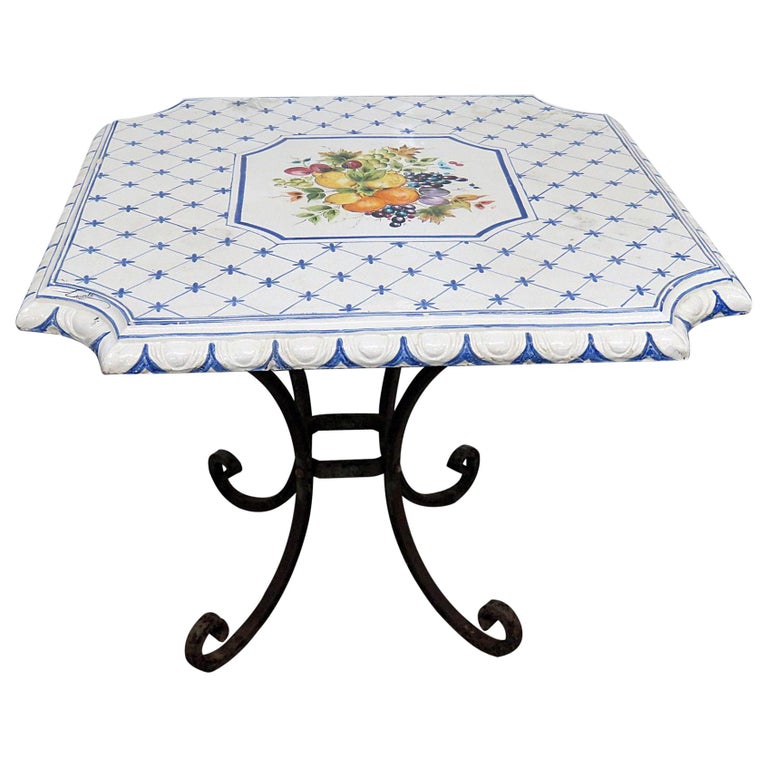 Signed Vintage Porcelain Top Table at 1stDibs